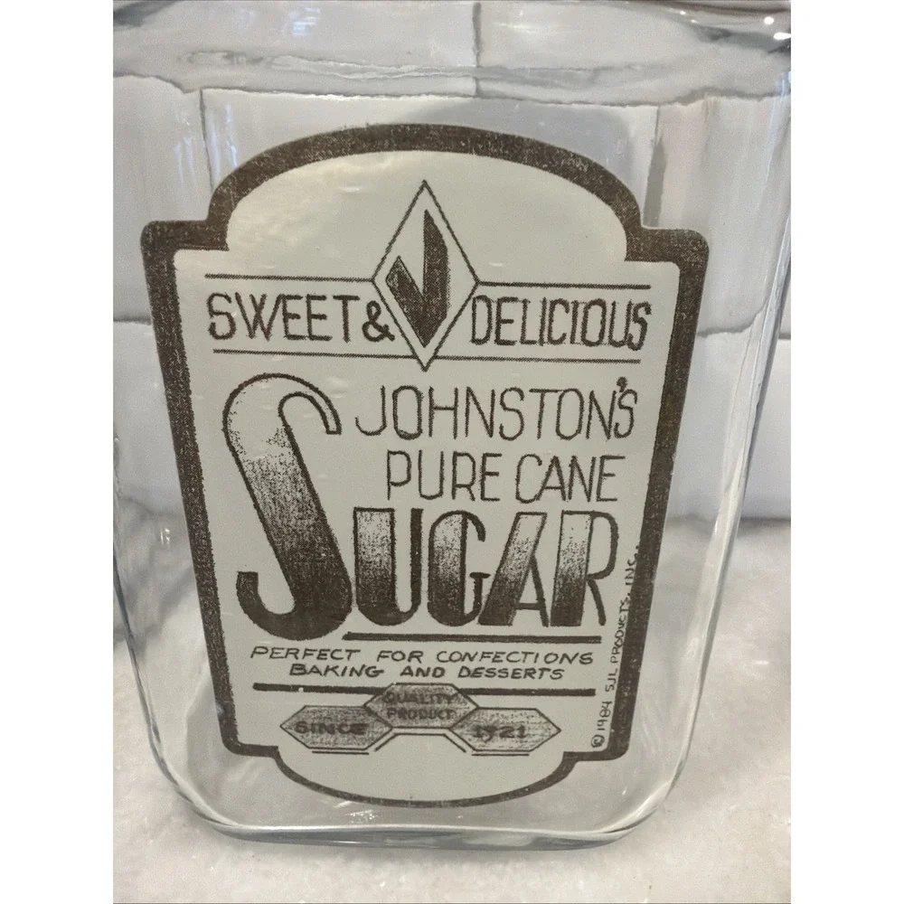 Vintage Johnston Sugar Anchor Hocking Glass Canister Advertising Promotional 995